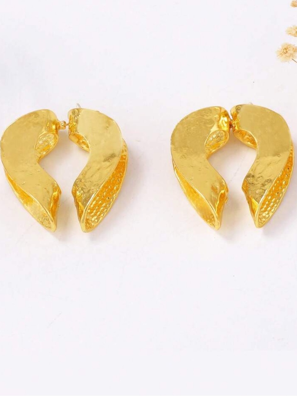 Gold Textured Sculptural Hoop Earrings